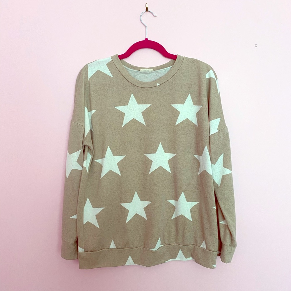 First Love Tan and White Star Top